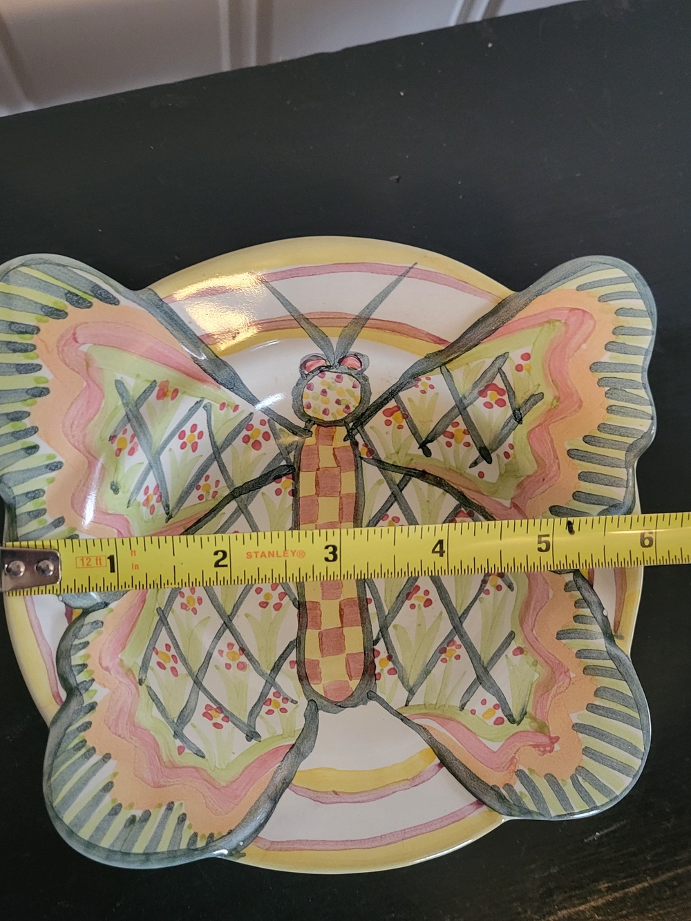 MacKenzie-Childs Butterfly Decorative Dish - Yellow, Pink, Green - Picture 8 of 8